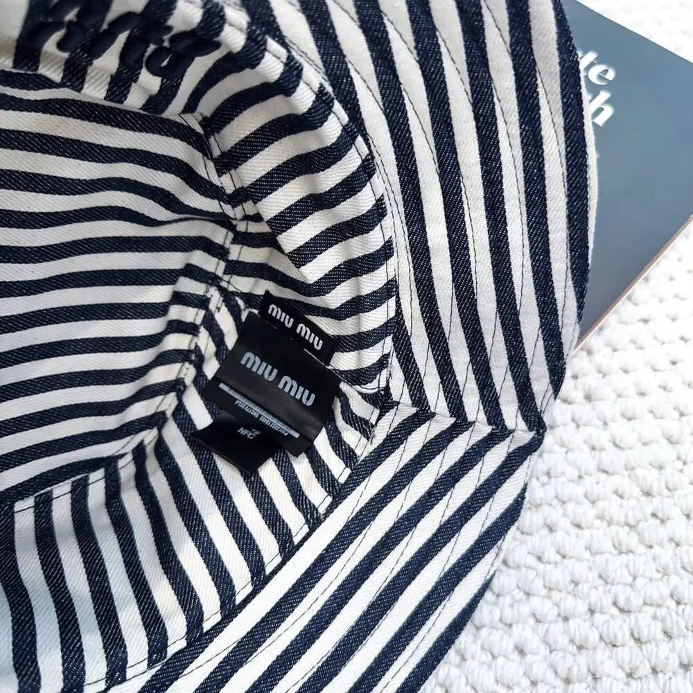 Miu Miu Off White Embroidered Logo Canvas Bucket Hat
